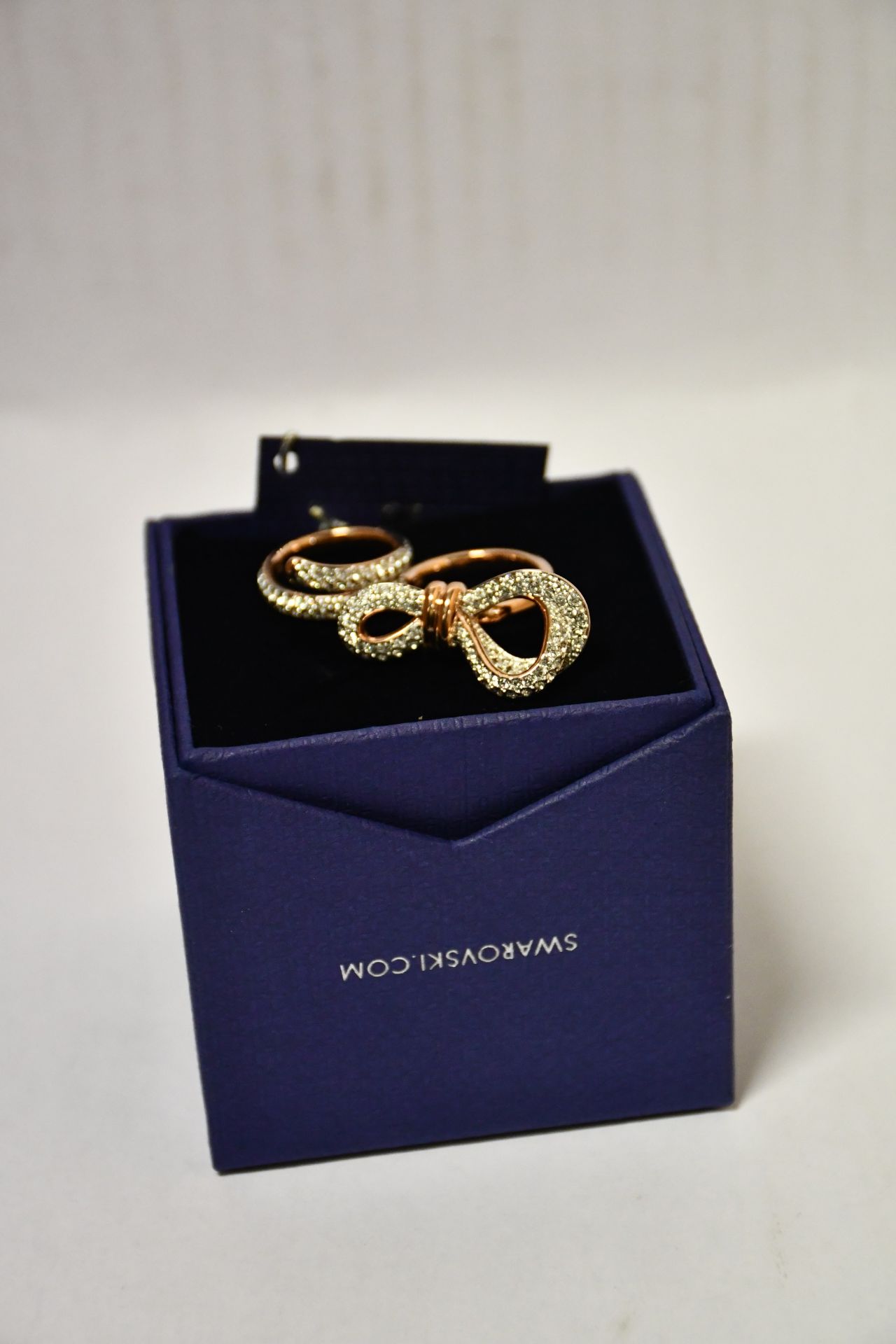 Two boxed as new Swarovski Lifelong Bow double rings 5474926 (Large 52+55).