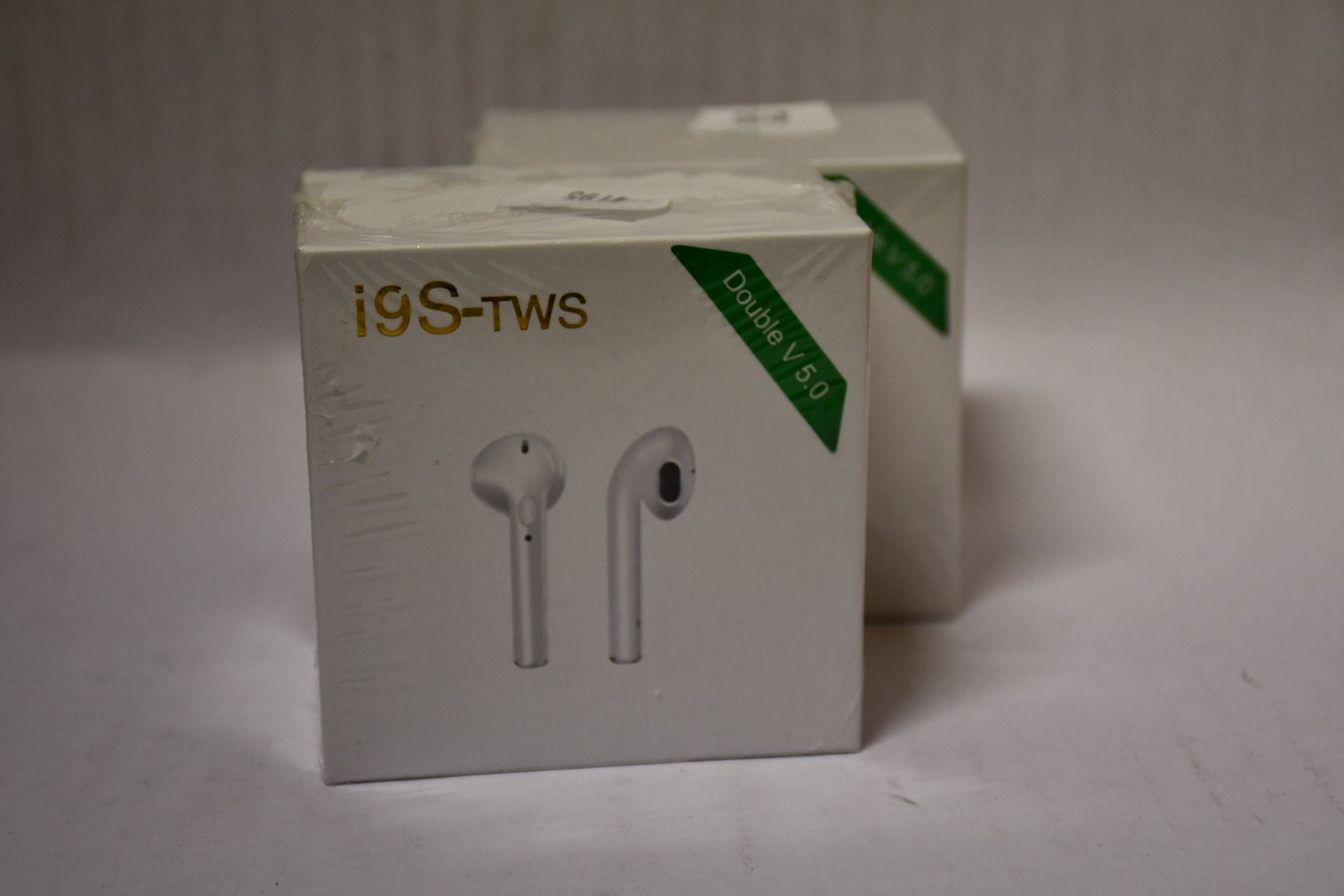 Ten boxed as new i9S TWS Double V 5.0 Wireless Bluetooth Earphones (Boxes sealed).