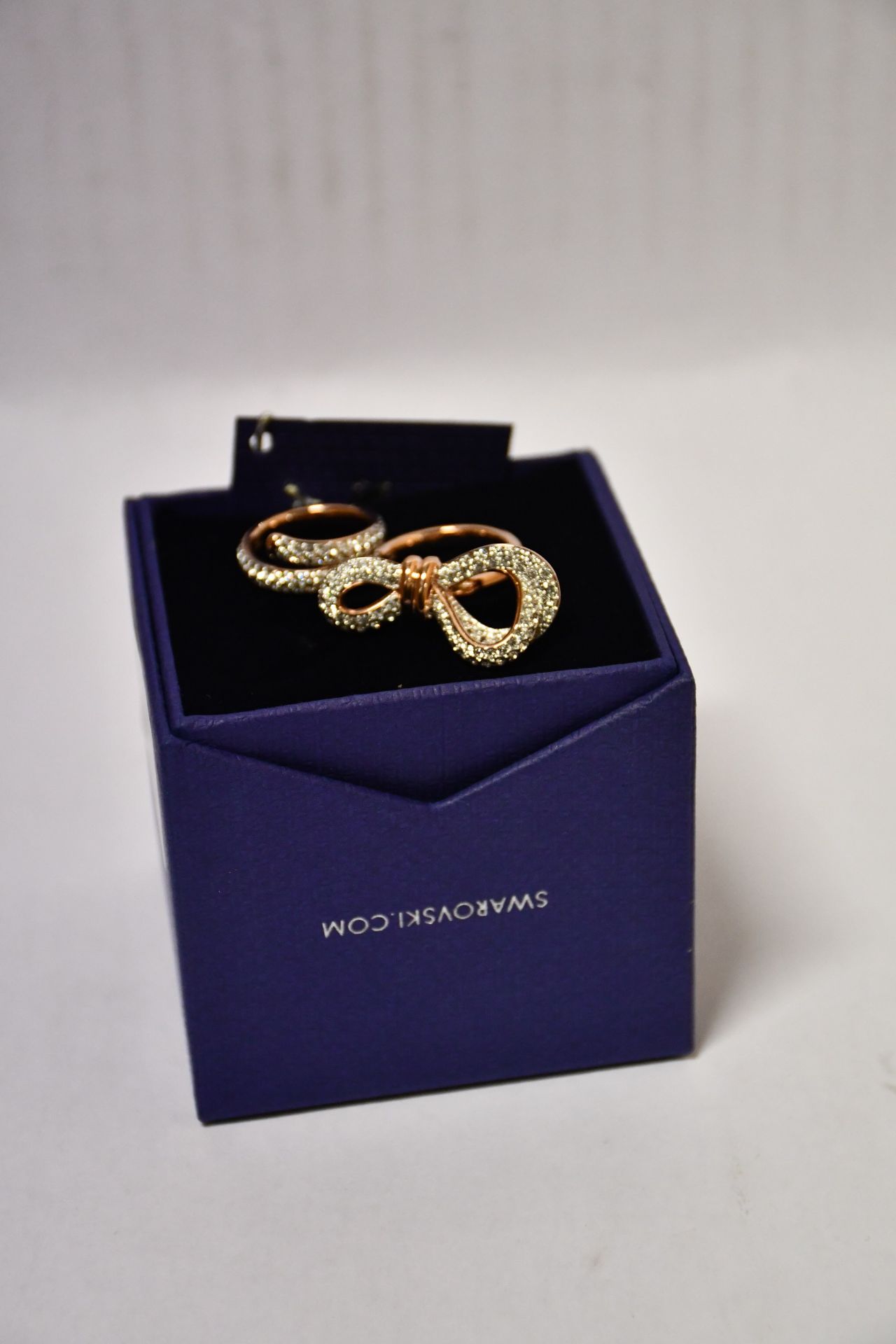 Two boxed as new Swarovski Lifelong Bow double rings 5474926 (Large 52+55).