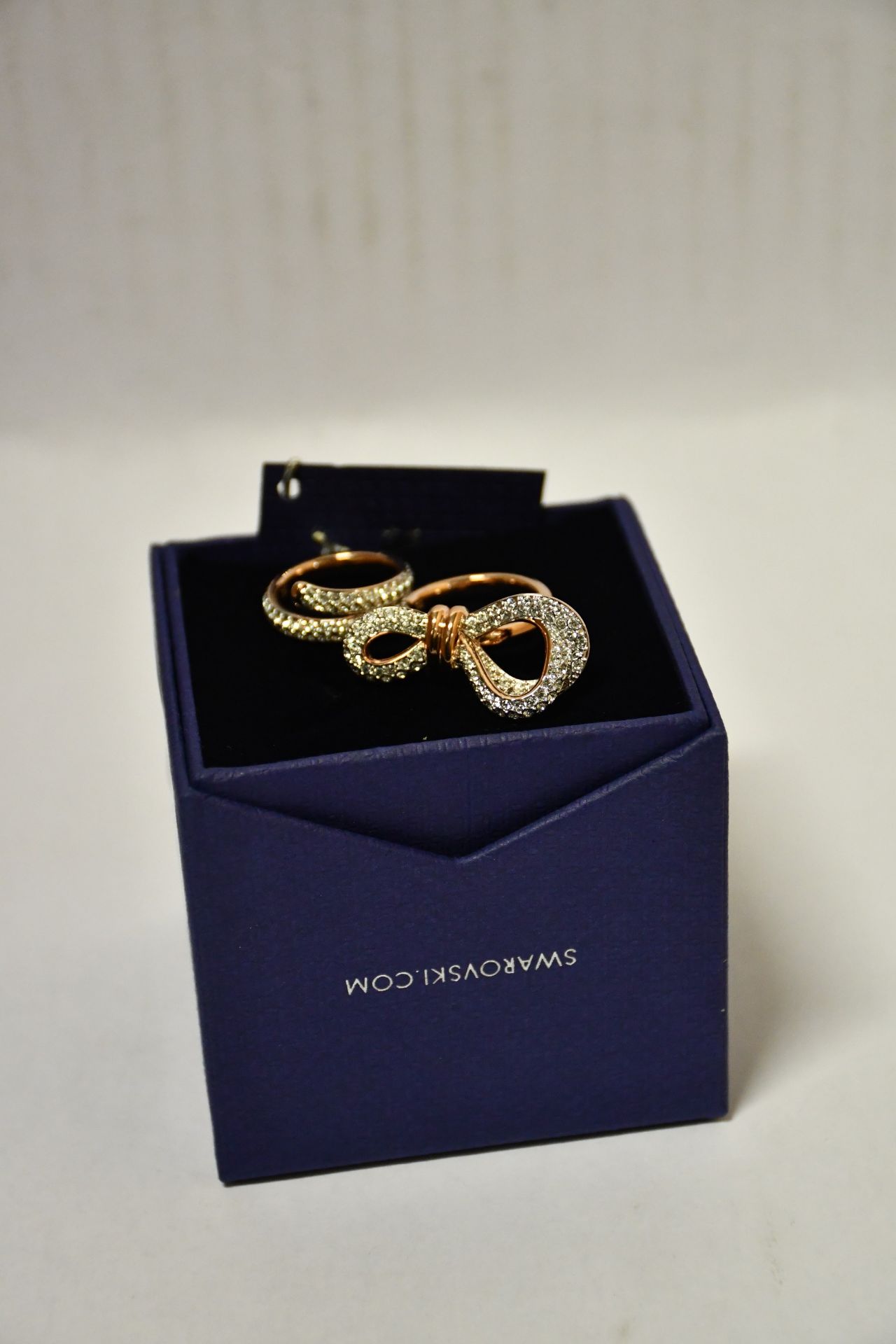 Two boxed as new Swarovski Lifelong Bow double rings 5474926 (Large 52+55).