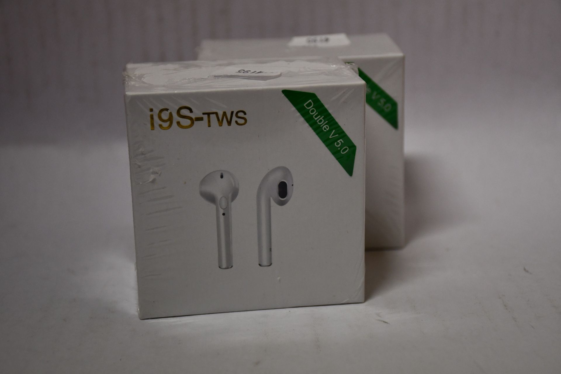 Ten boxed as new i9S TWS Double V 5.0 Wireless Bluetooth Earphones (Boxes sealed).