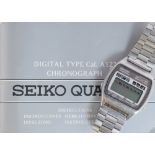 A GENTLEMAN'S STAINLESS STEEL SEIKO DIGITAL CHRONOGRAPH BRACELET WATCH CIRCA 1980. Original