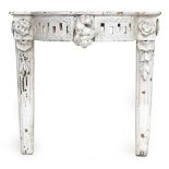 An Italian demilune hall table, the apron with pierced Greek key frieze, carved with a dog, 62cmH