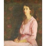 Marguerite Stuber Pearson, 1898 - 1978, Portrait of an Elegant Lady in Pink, 4th April 1922, 'M.S.