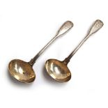 A pair of silver George III fiddle and thread sauce ladles by Paul Storr, London 1817, inscribed for