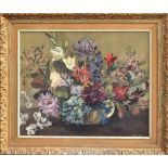 Daphne Unite (b.1907), still life of flowers, oil on canvas, signed and dated 'Unite '44' lower