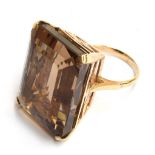 A 9ct gold smokey quartz ring, size P, gross weight 19.8g