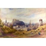 Thomas Hosmer Shepherd, 1792 - 1864, A View of Edinburgh City Centre and Castle from Calton Hill