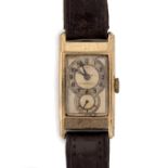 A FINE GENTLEMAN'S 9CT GOLD LONGINES 'DOCTOR'S' WRIST WATCH DATED 1936, TWO TONE CREAM AND