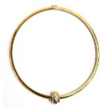 A gold collar necklace in a panel link marked Italy 14ct, gross weight 38g