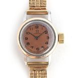 A LADIES STEEL AND ROSE GOLD OMEGA WRIST WATCH *NOT RUNNING* CIRCA 1930s, ref 9885382
