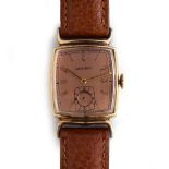A 10CT GOLD FILLED LONGINES WRIST WATCH CIRCA 1940s, REF 541543, SALMIN PINK DIAL WITH