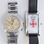 A PAIR OF GENTLEMAN'S ENGLAND FOOTBALL WATCHES *NOT RUNNING* RECTANGULAR REGULAR TIME PIECE