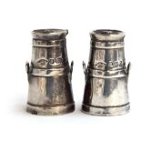 A pair of salts in the form of milk churns, by Griffiths & Singleton, Birmingham 1901 Provenance: