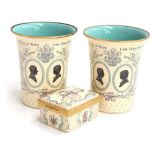 A pair of Halcyon days enamel beakers to celebrate the marriage of HRH The Prince of Wales and