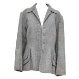 Rare 1940s wool check jacket tailored in Japan, self covered buttons and false pockets with double