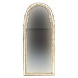 An 18th century carved pine and gesso pier glass, with later divided arched bevelled plate within