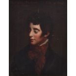 English school. Portrait of Lord Edward FitzGerald, bust-length in black coat and red scarf