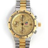 A GENTLEMAN'S STAINLESS STEEL AND GOLD PLATED TAG HEUER CHRONOGRAPH BRACELET WATCH CIRCA 1990s