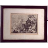 Dutch School, 18th century, River landscape, indistinctly signed and dated 1701, etching on paper,