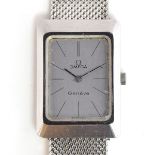 A GENTLEMAN'S STAINLESS STEEL RECTANGULAR OMEGA GENEVE WRIST WATCH Circa 1970, REF 511.0476,