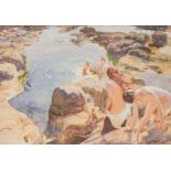 Dame Laura Knight RA, RWS, RE, RWA, PSWA, DBE (1877-1970), The Bathing Pool, gouache on paper,