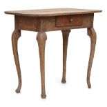 A Continental oak side table, fitted with a drawer, on cabriole supports Provenance: from the estate