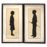 Harry Oakley (1882-1957); a silhouette portrait painting of a boy signed lower left, 10x7.5cm and