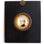 Manner of Richard Cosway. Miniature portrait of Charles Rose Ellis, later Lord Seaford, in black