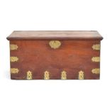 A 19th century Anglo-Indian teak chest with brass brackets