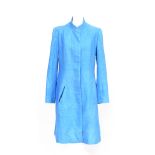 Tailored coat with Nehru collar by Selina Blow in sky blue raw silk (size 12 approx)