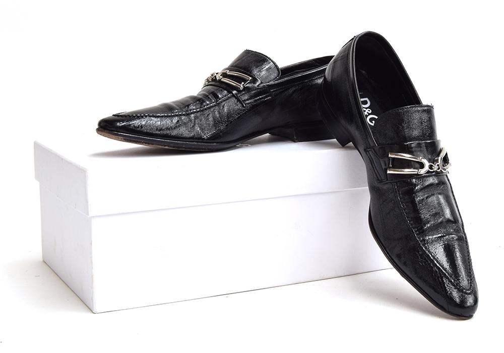 Pair of gents black eelskin snaffle loafers from Dolce and Gabbana (size 42 1/2) in original box