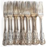 A set of 12 Scottish silver George IV King's Pattern forks, by William Cunningham, Edinburgh 1829,