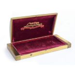 A VERY RARE LONGINES DECO WATCH BOX RED VELVET INTERIOR, BRASS FINISH OUTER, Case: WIDTH 17cm,