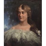 English School, 20th century. Portrait of a young lady, bust-length, indistinctly signed (upper