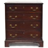 A small George III mahogany chest of four graduating drawers on bracket feet, 63cmW Provenance: from