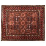 Two cotton and woolen pile Dutch table rugs, in reddish toned Turkish carpet patterns, one with some