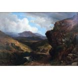 John Frederick Tennant (1796-1872), 'The Lion Rock - Cheddar Gorge', oil on board, 1st April 1868,