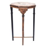 An octagonal burr walnut veneered occasional table 45x68cmH Provenance: from the estate of Elizabeth
