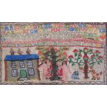 A Victorian sampler, the alphabet and numbers above 'Jane Pulleyn Acomb, 1846, aged 11 years',
