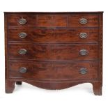 A George III Scottish mahogany serpentine fronted chest, with three short and three long drawers,