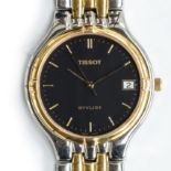 A STAINLESS STEEL TISSOT STYLIST WATCH MODERN QUARTZ, BLACK DIAL WITH DATE APERTURE, SAPPHIRE