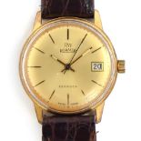 A GENTLEMAN'S STEEL AND GOLD PLATED ROAMER SEAROCK WRIST WATCH CIRCA 1960s, GOLD DIAL, BATON MARKERS