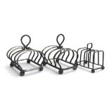 A pair of George V silver four division toast racks by Cooper Brothers & Sons Ltd, Sheffield 1927,