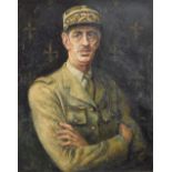 French school, portrait of General Charles André Joseph Marie De Gaulle (1890-1970), in militqary