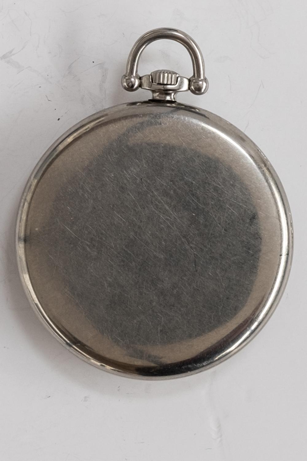 A STAYBRIGHT STEEL OMEGA POCKET WATCH DATED 1934. Movement: 15J, manual wind, cal 575L-15 - Image 2 of 2