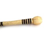 A 19th century bone and baleen walking cane with turned knop, 90cmL Provenance: from the estate of