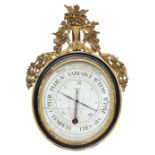 A directoire carved giltwood framed barometer bu Foulon, with a painted dial inscribed 'Par Foulon