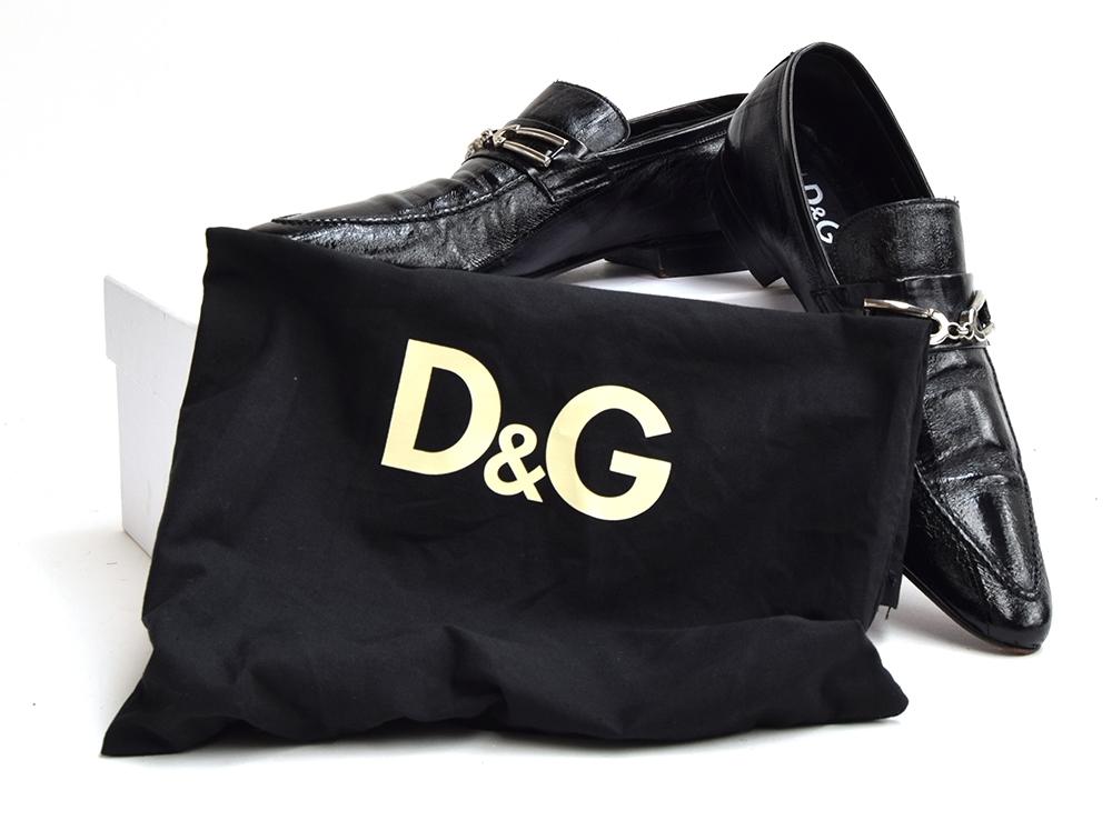 Pair of gents black eelskin snaffle loafers from Dolce and Gabbana (size 42 1/2) in original box - Image 2 of 2