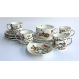 A Crown Staffordshire 'Hunting Scene' part tea set